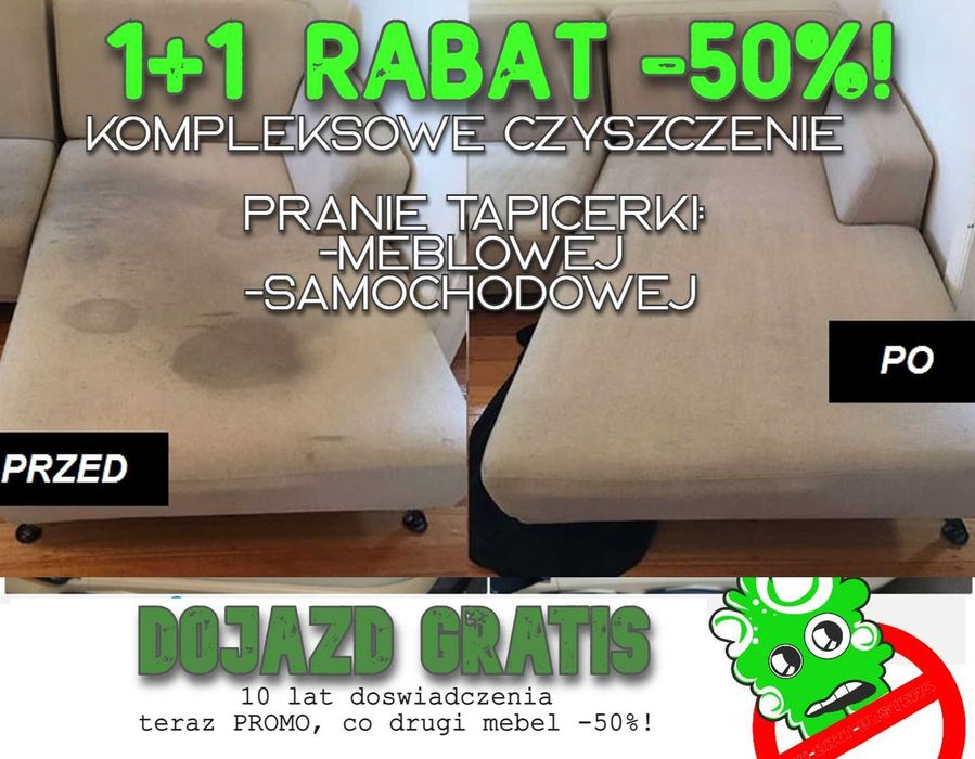 1+1 50% taniej! EDB -kompleksowe czyszczenie, pranie tapicerki DOJAZD