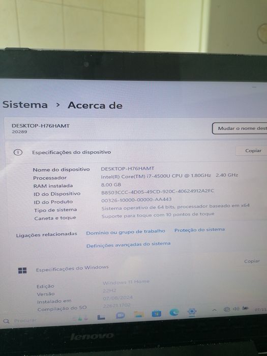Portátil Lenovo I7 4 Geração 500GB 8 RAM