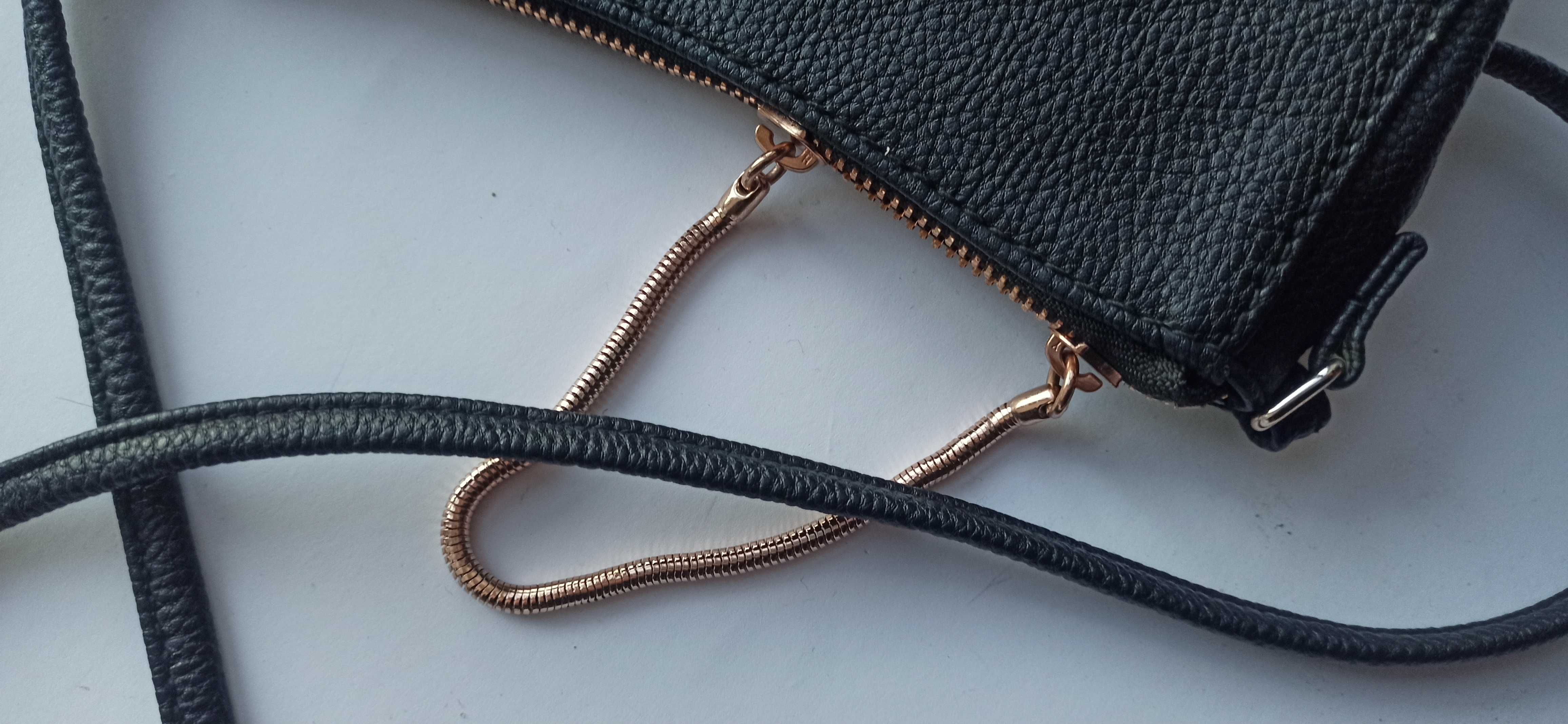 H&M mała czarna torebeczka złoty łańcuszek