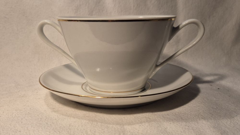 Bulionówki porcelana Ćmielów 300ml złota linia FESTON 6szt.