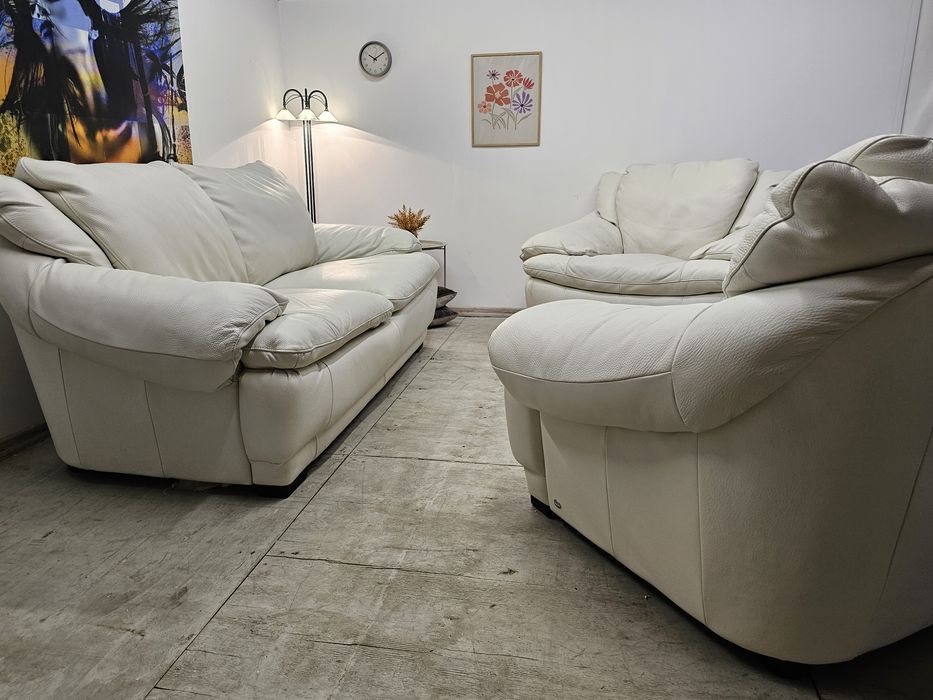 Puchowy Włoski wypoczynek skóra naturalna "Italsofa"