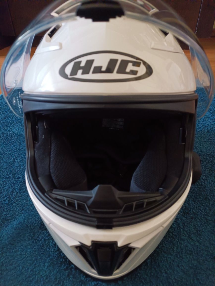 Kask na motocykl HJC C70 biały perłowy+blenda, pinlock i interkom