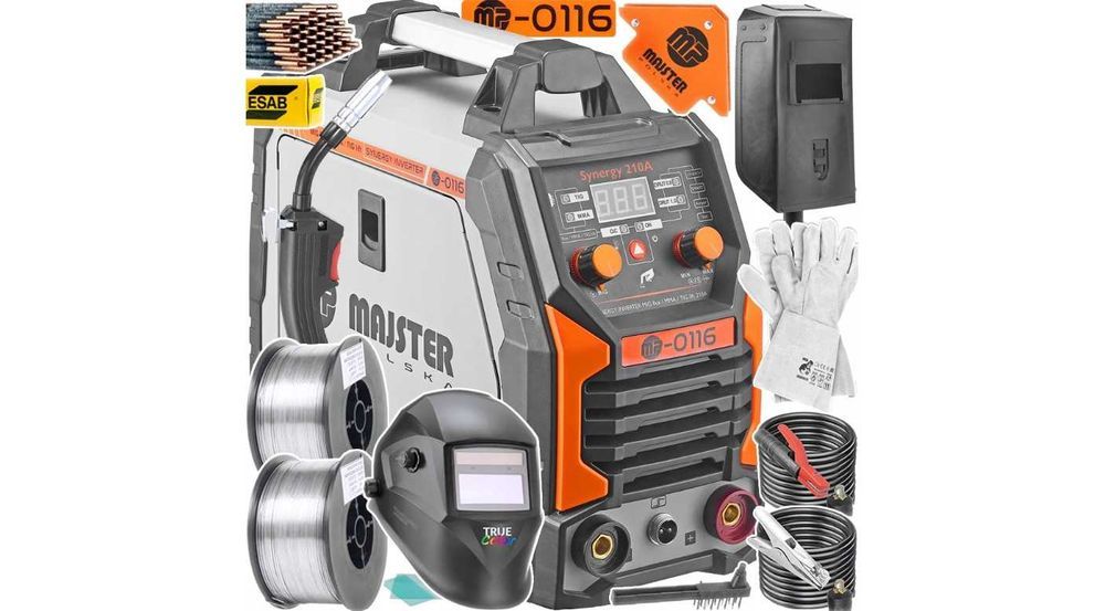 SPAWARKA Inwerterowa Polska MIG FLUX MMA TIG migomat 210A SYNERGIA