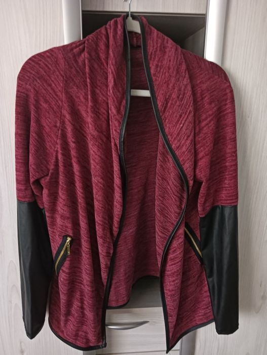 Sweter, kardigan Made in Italy, bordowy 44/46
