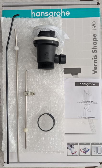 Zestaw odpływowy korek automatyczny Hansgrohe Vernis Shape czarny mat