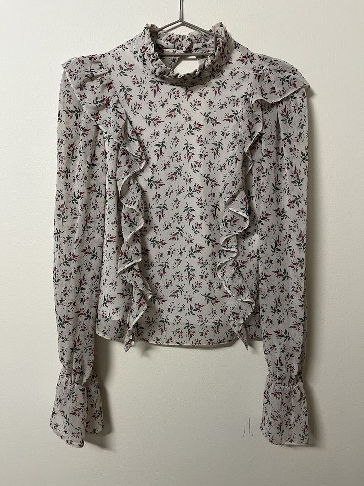 Koszula bluzka w kwiatki z falbanką Miss Selfridge rozmiar 34/36 xs/s