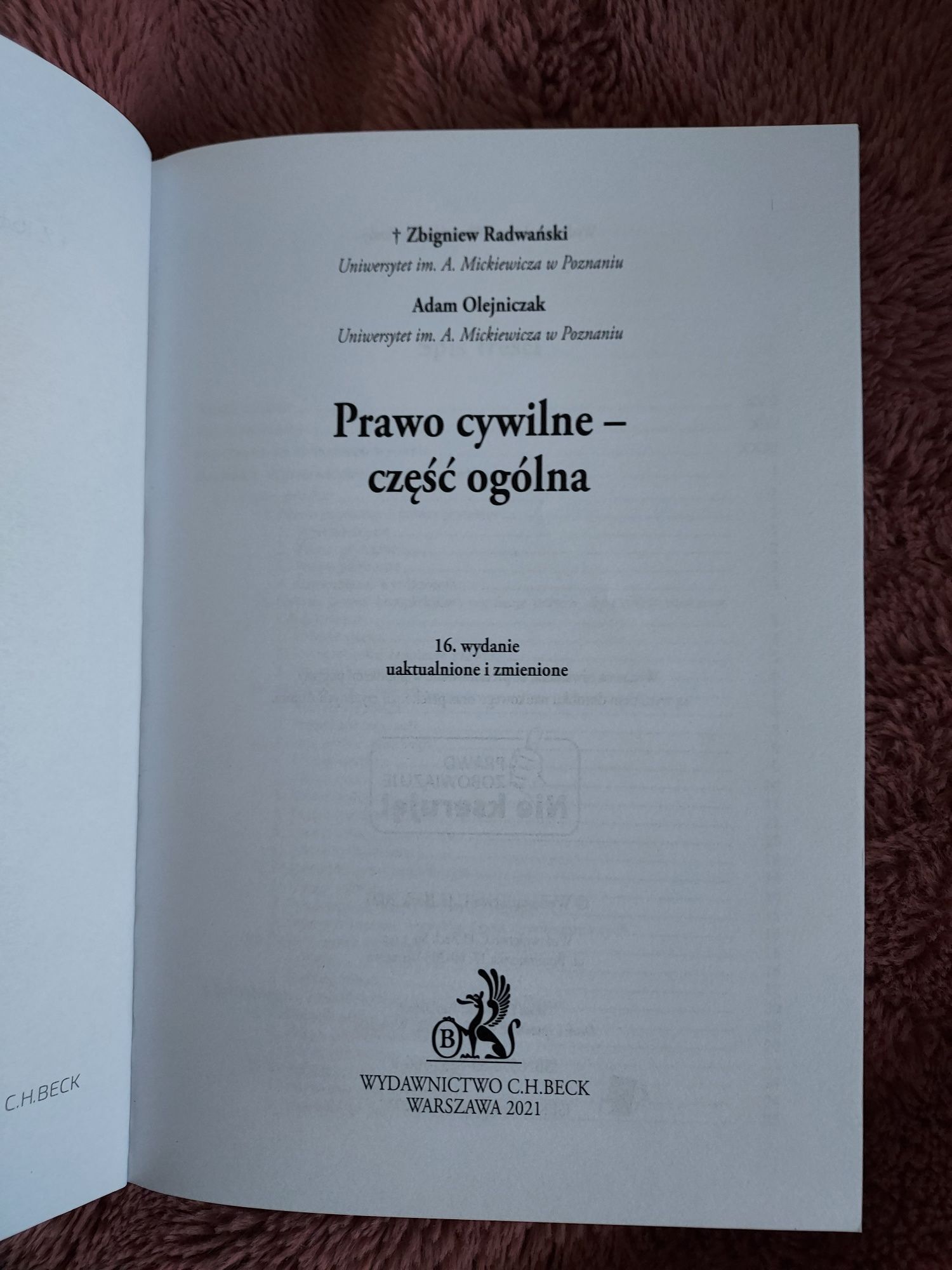 Prawo cywilne część ogólna Radwański, Olejniczak wyd. 16