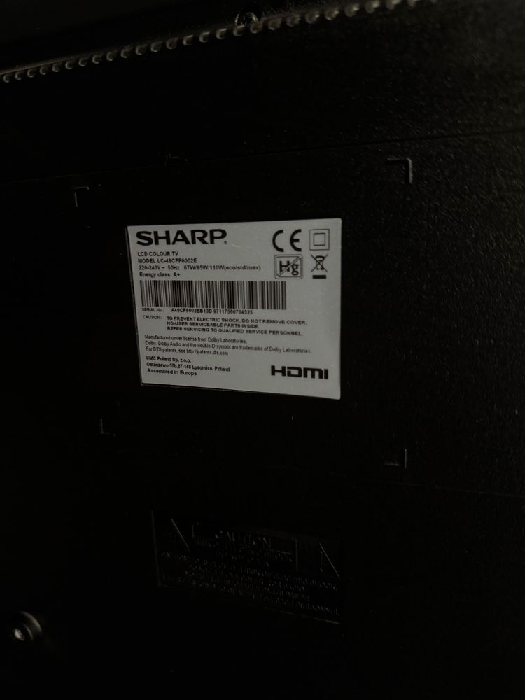 Б/у Телевізор Sharp LC-49CFF6002E, 49 дюймів, Smart