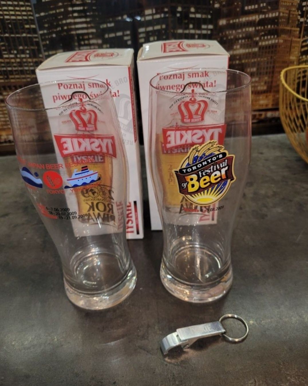 Kufle szklanki do piwa Tyskie otwieracz