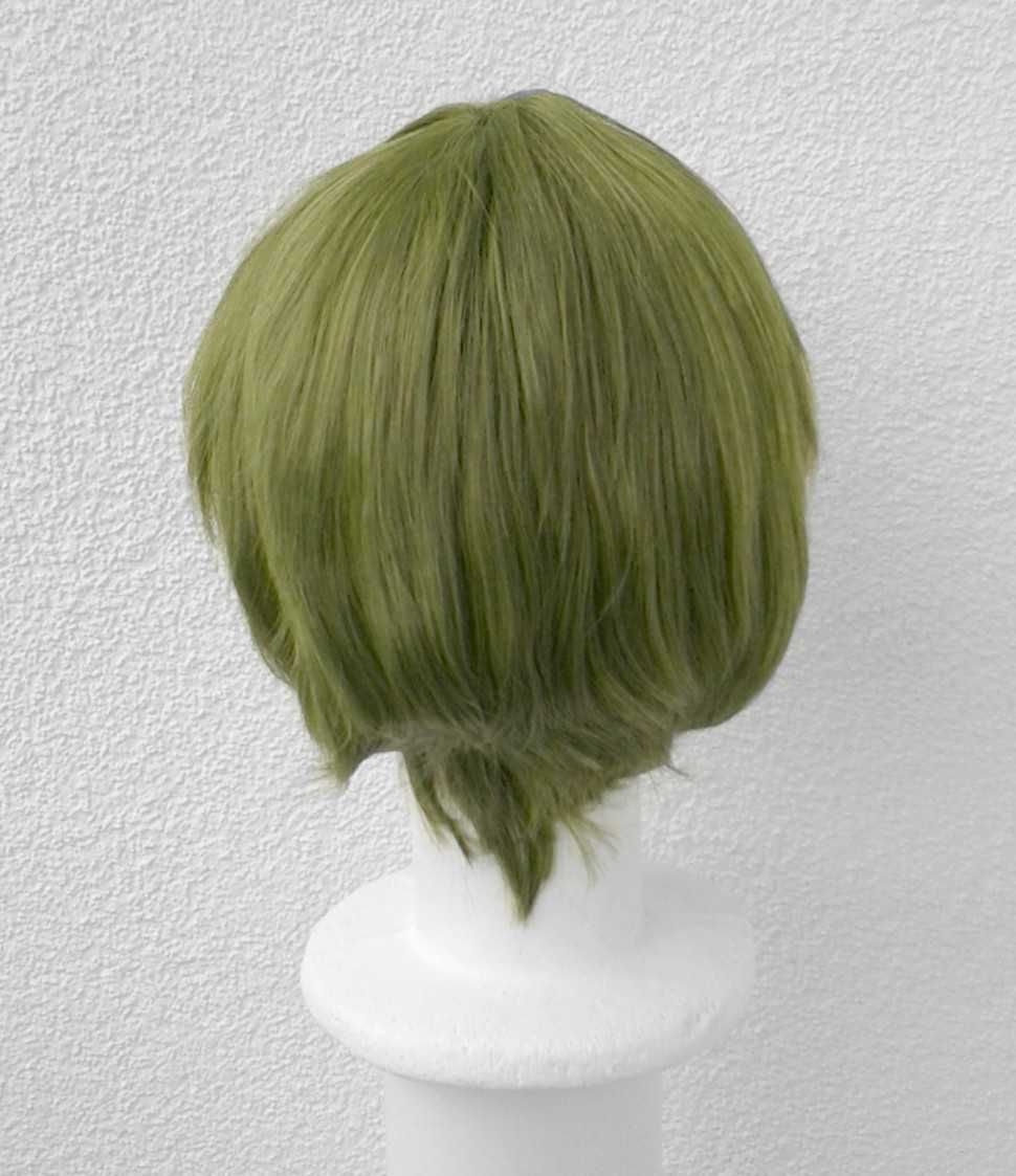 Męska krótka zielona peruka z grzywką cosplay wig zielony