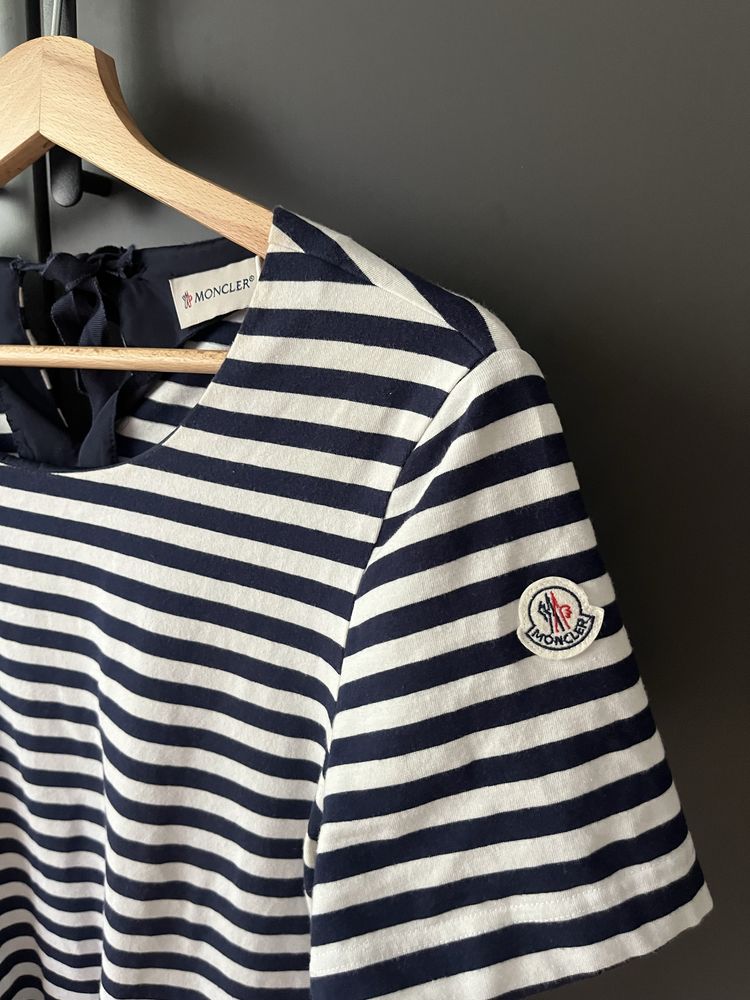 Moncler sukienka tunika w paski biało granatowa 100% bawełna S
