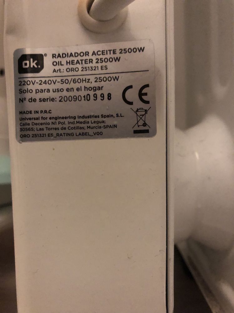 Calor Instantaneo e conforto sem fim: Aquecedor a óleo 2500 W!