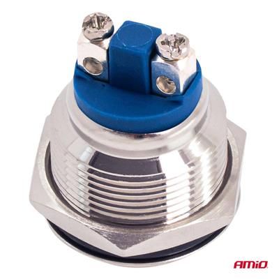 Przełącznik chwilowy płaski 12 230V 19mm 5A stal