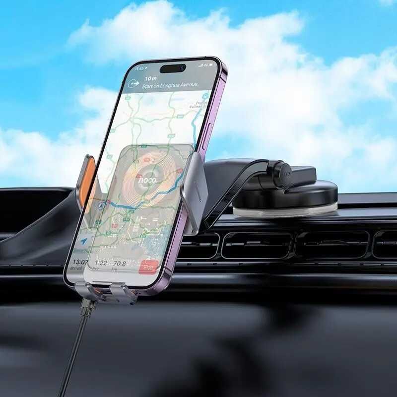 Автодержатель Hoco HW8 с беспроводной зарядкой 15W автотримач