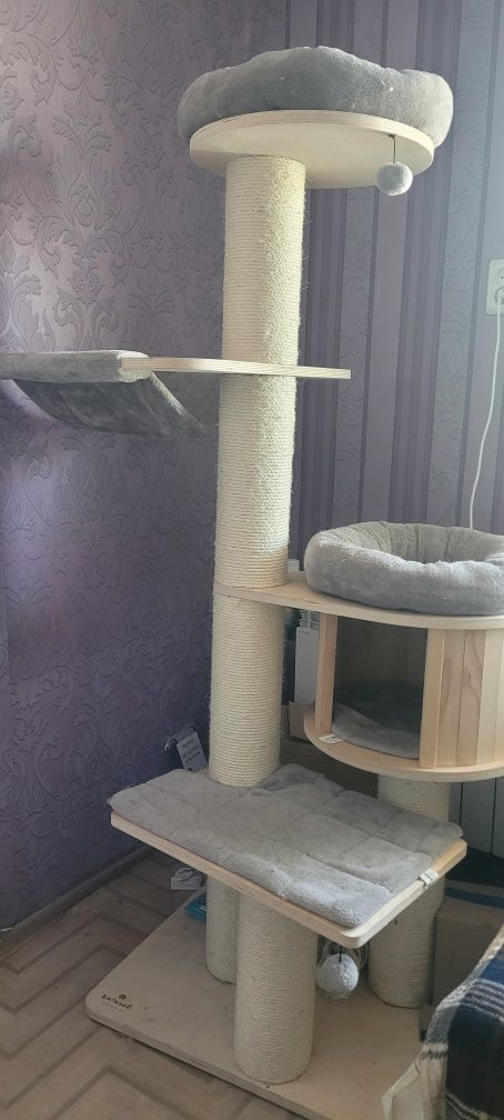 Ігровий комплекс для котів з кігтеточкою та будиночком Eco Premium XL