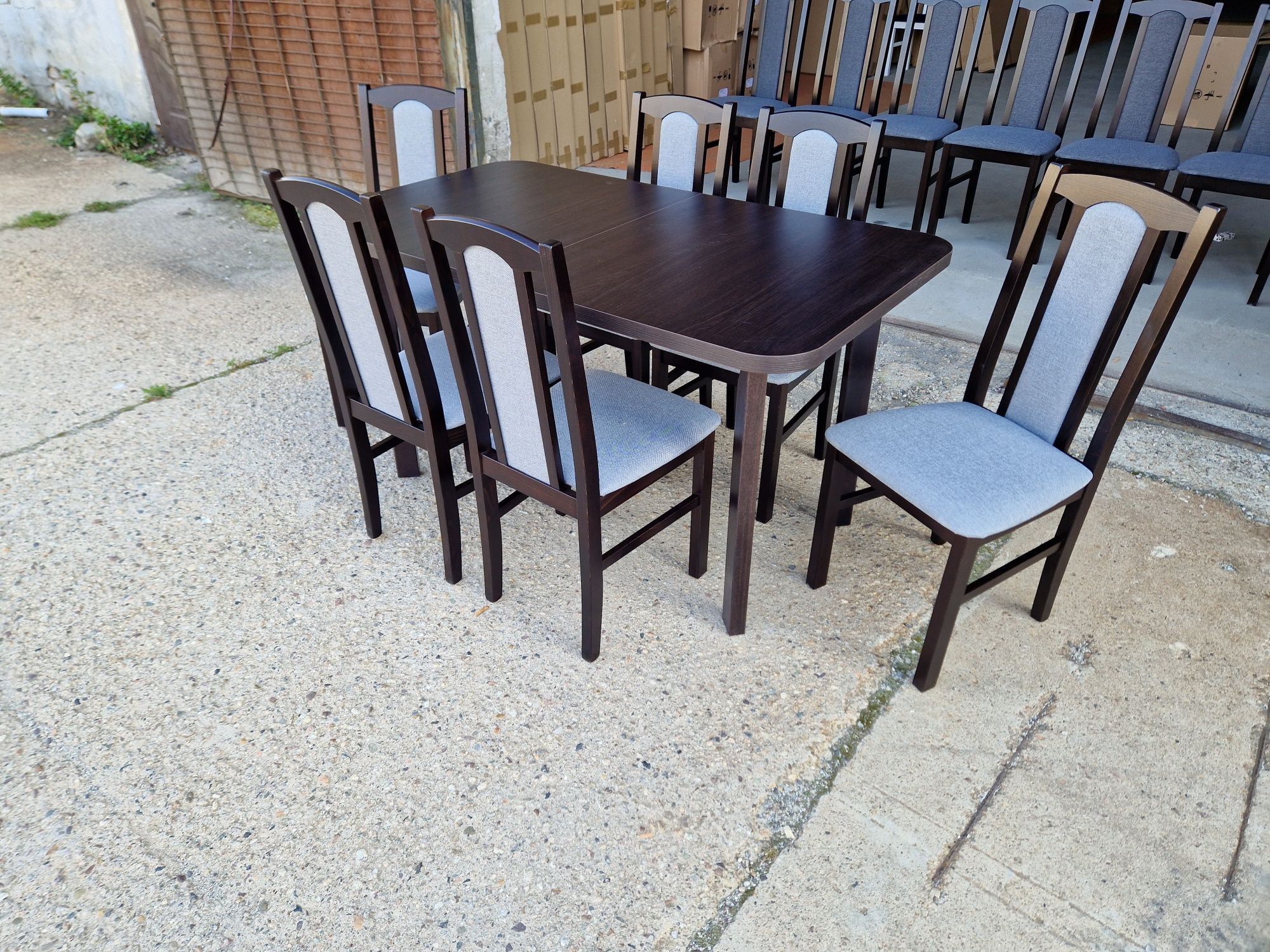 Nowe: Stół rozkładany + 6 krzeseł,  wenge + szary , dostawa PL