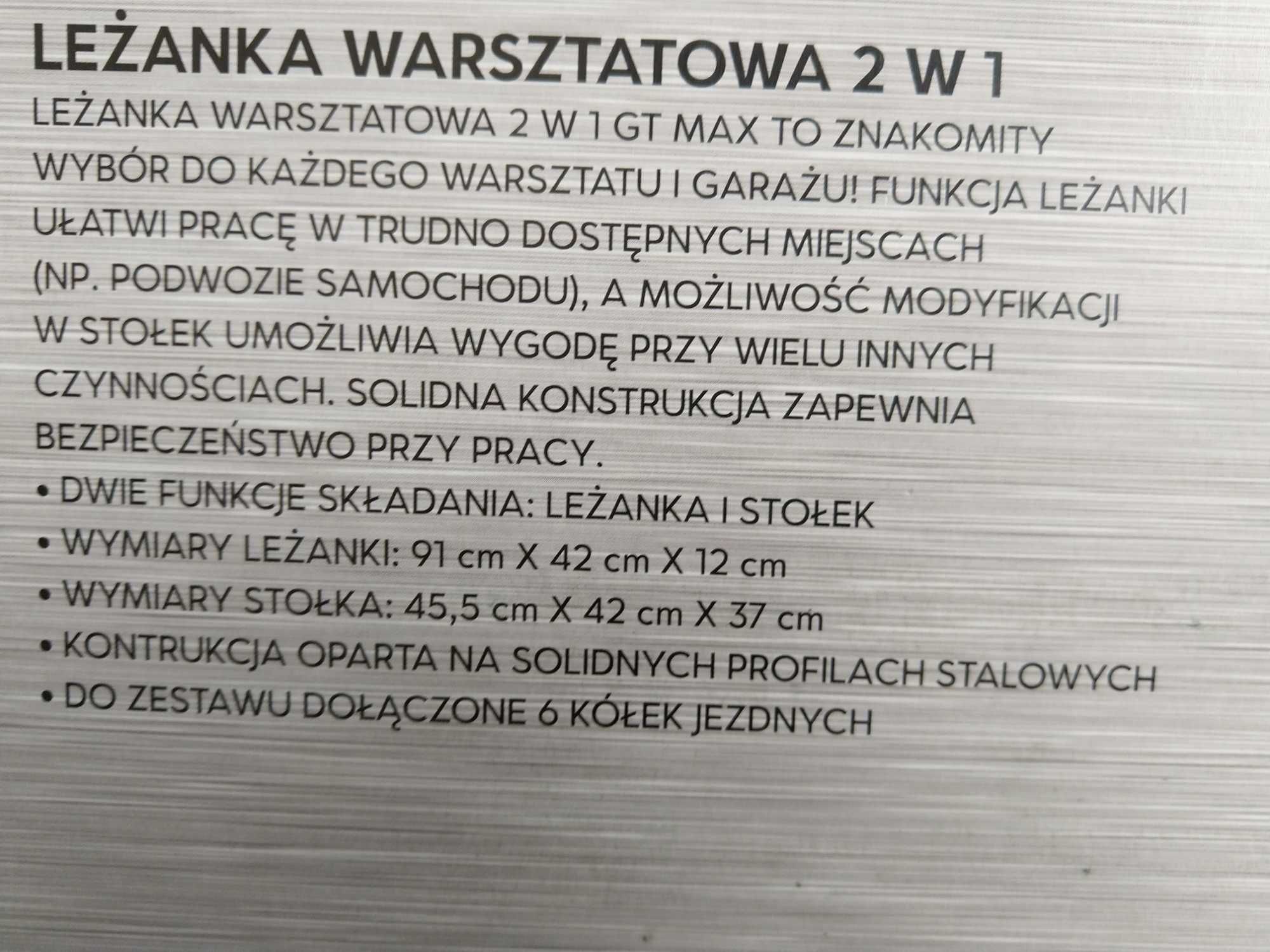 OKAZJA Leżanka warsztatowa stołek podpórka 2w1 Kółeczka Wysyłam