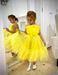 Святкова сукня плаття для дівчинки на свято недорого жовта жовте