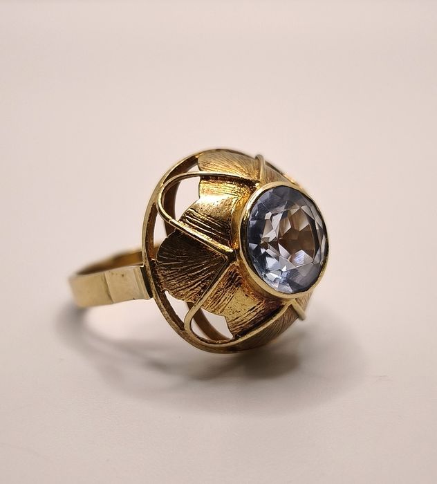 śliczny dawny Rzadki złoty pierścionek Warmet Sopot Jantar Prl złoto