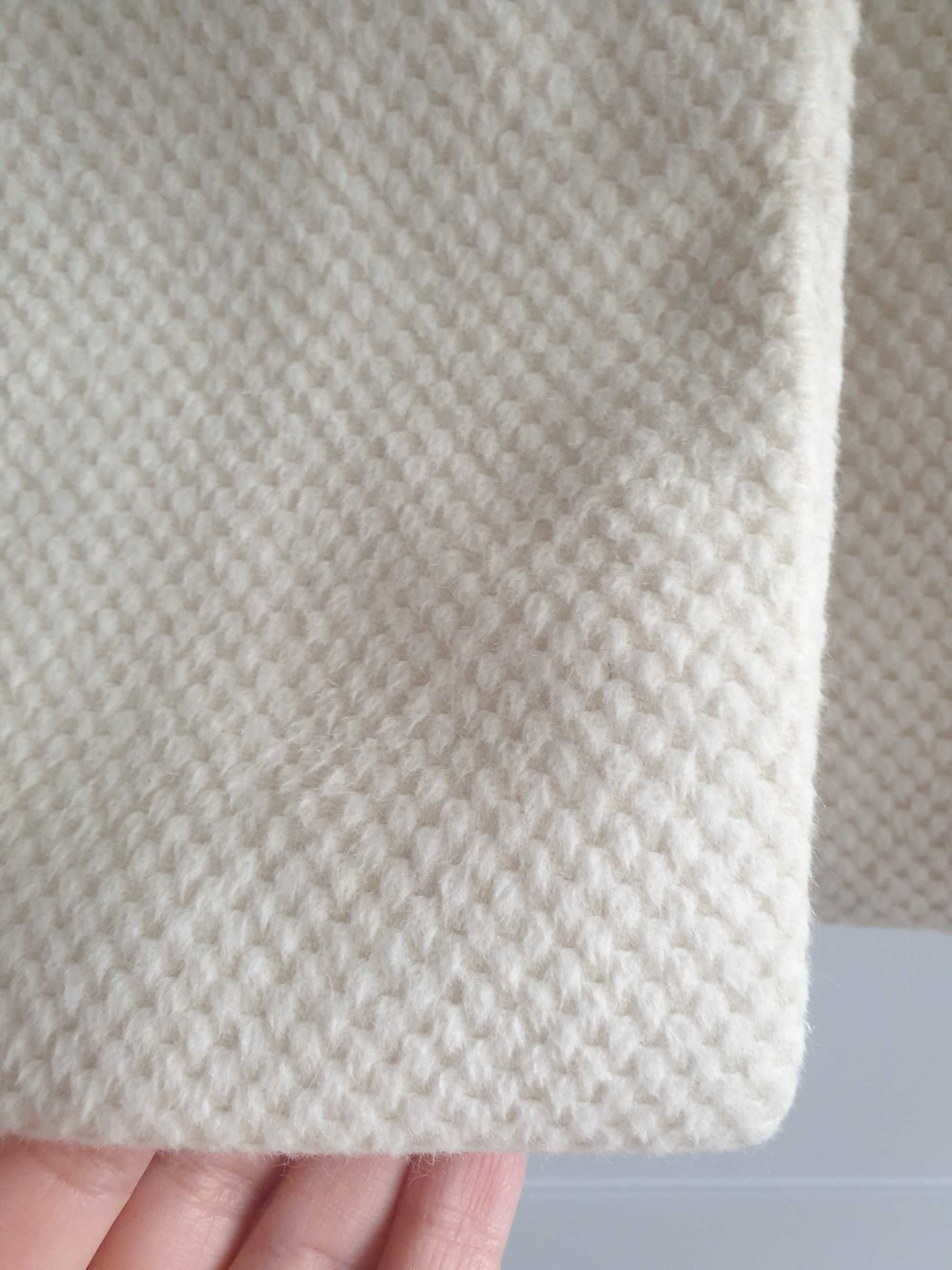 Biały kremowy plaszcz płaszczyk angora wełniany Reiss 38 ze stójką