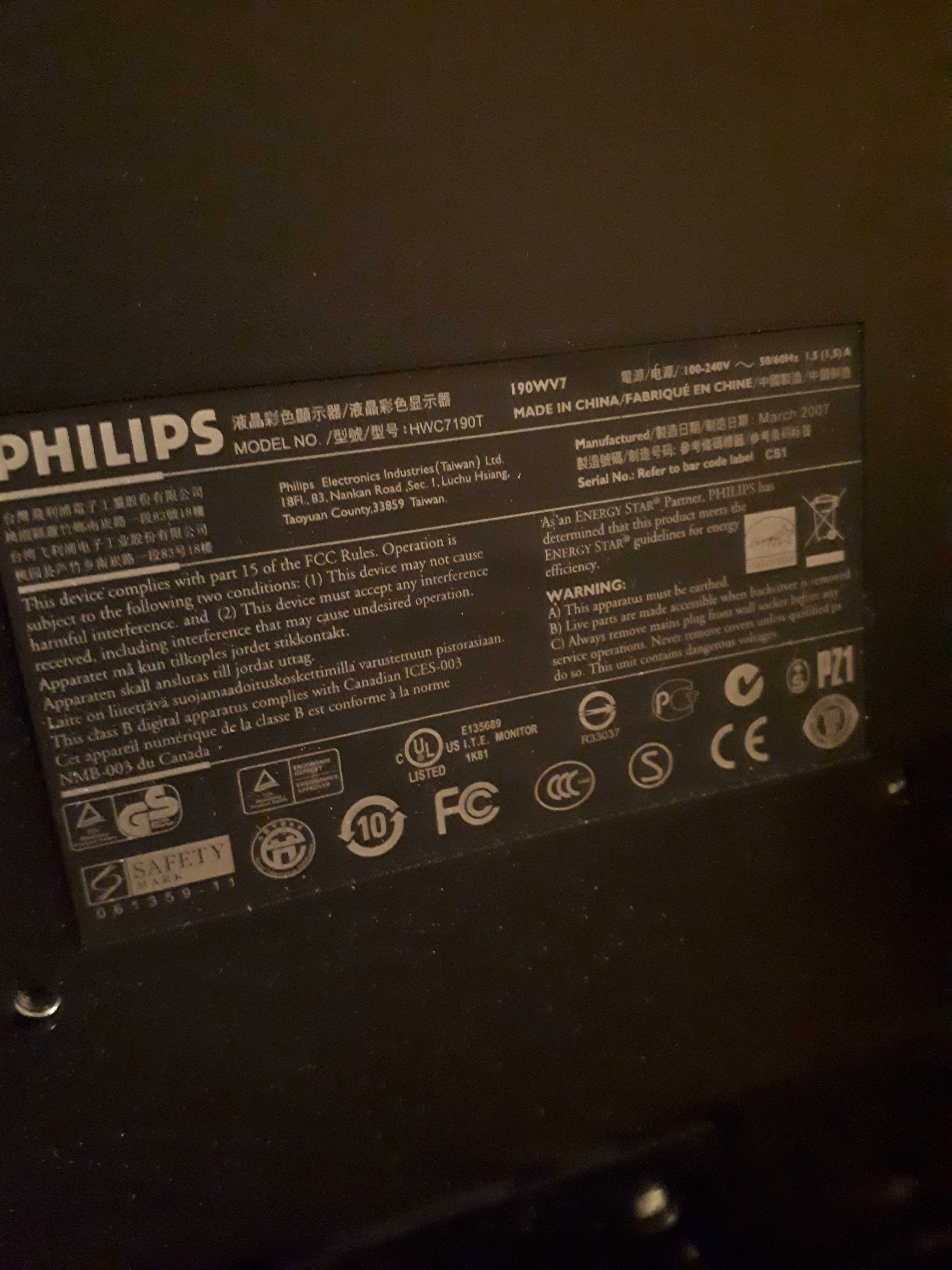 Monitor Philips 19'' model HWC7190T