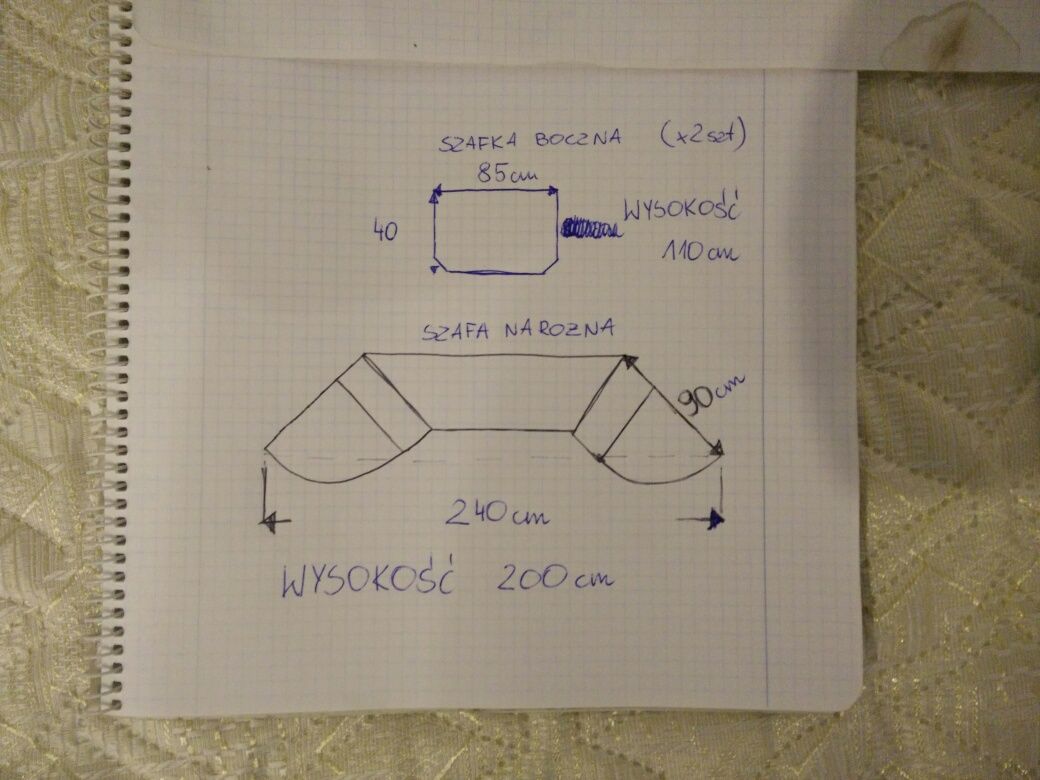 Podświetlana szafa narożna szafka boczna x 2 regał komplet