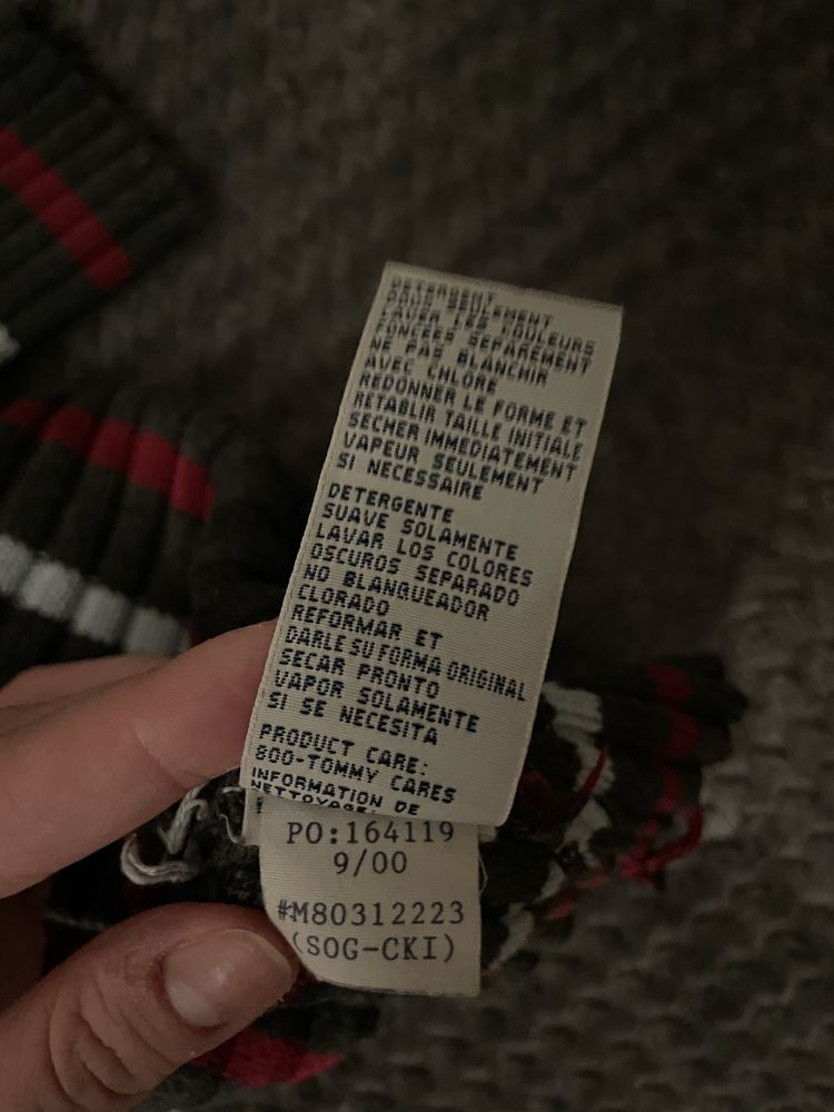 Sweter Tommy Hilfiger damski S czerwony szary w paski