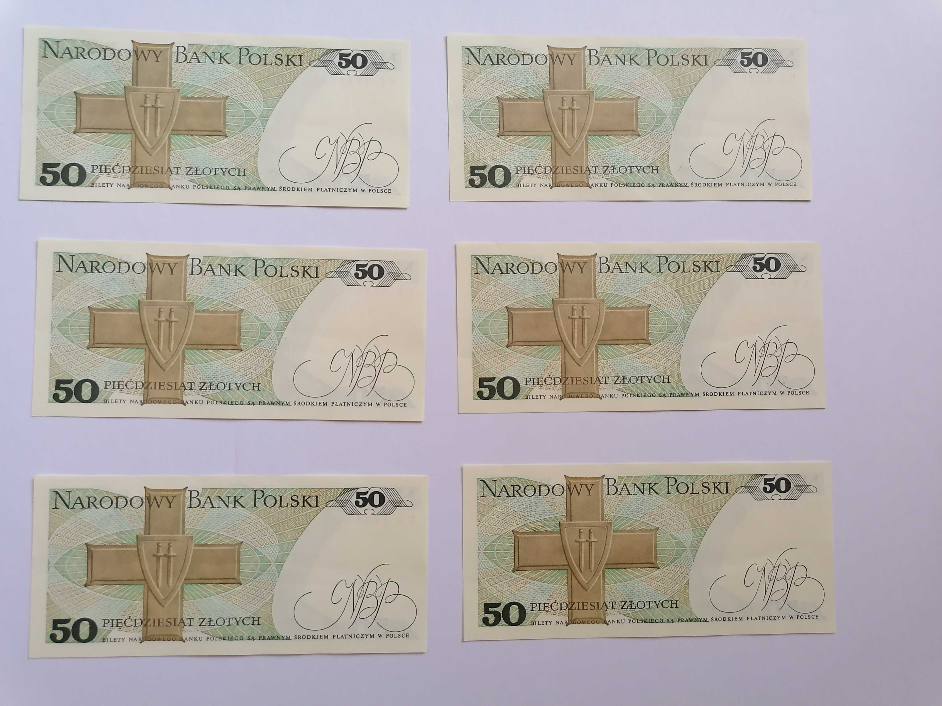 Banknoty 50 zł 1988 kolejne numery