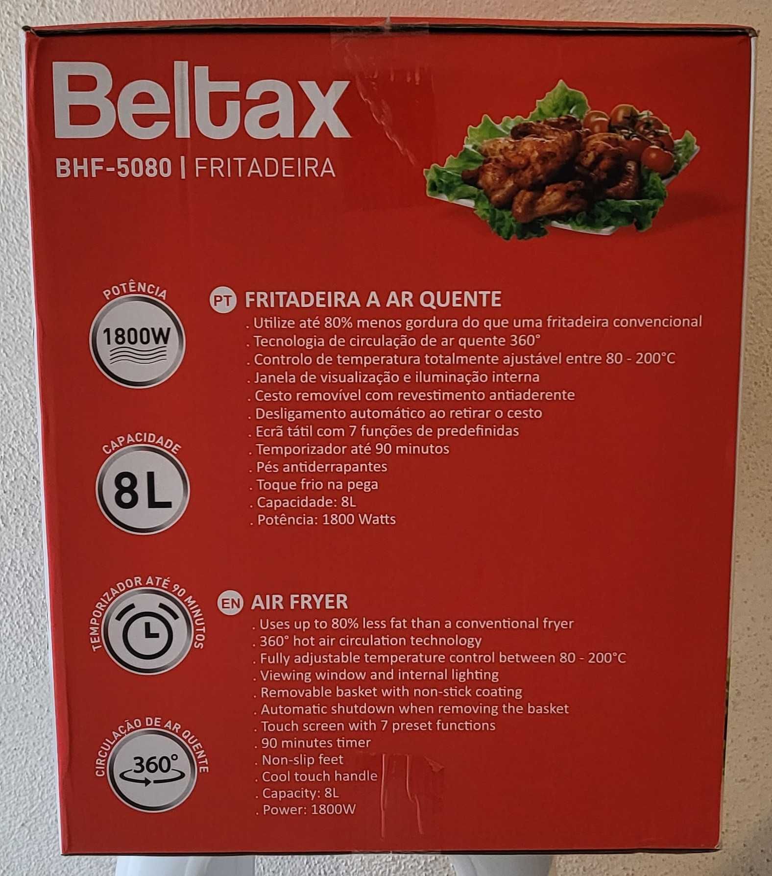 Fritadeira Sem Óleo Air Fryer Beltax BHF-5080 (8L - Preto), Nova