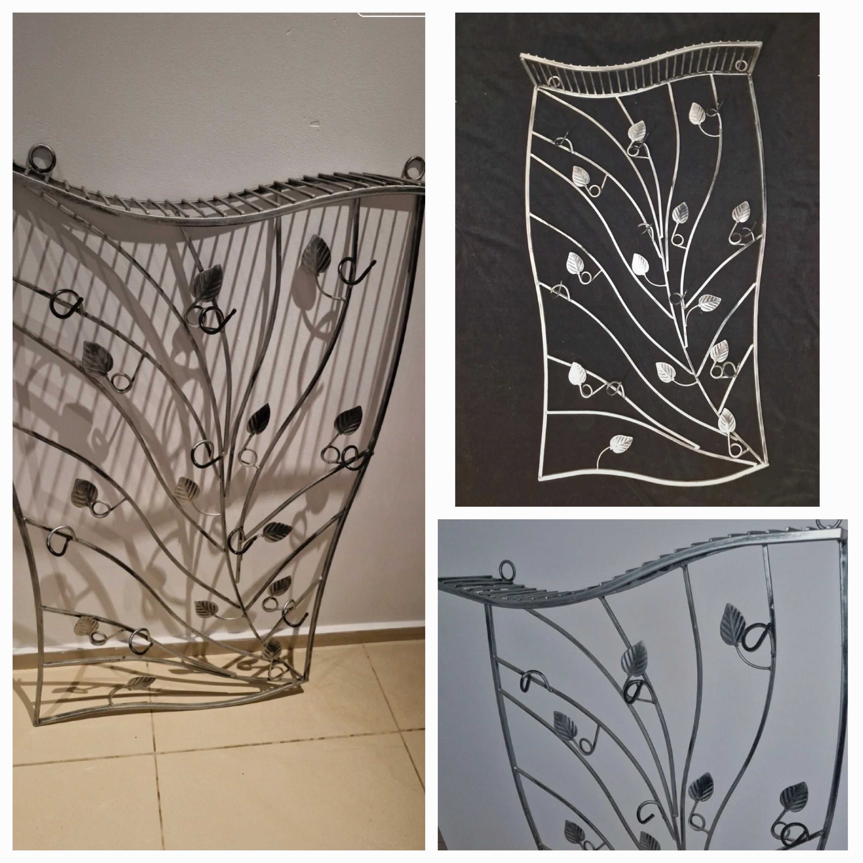 Wieszak na ubrania metal duży srebrny wiszący loft stal