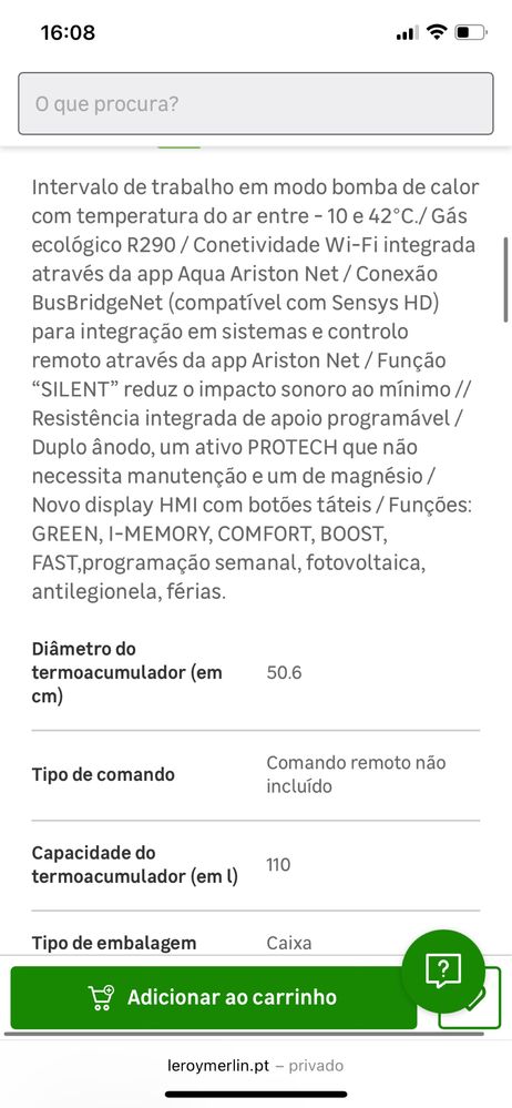 Bomba de Calor Ariston 110l