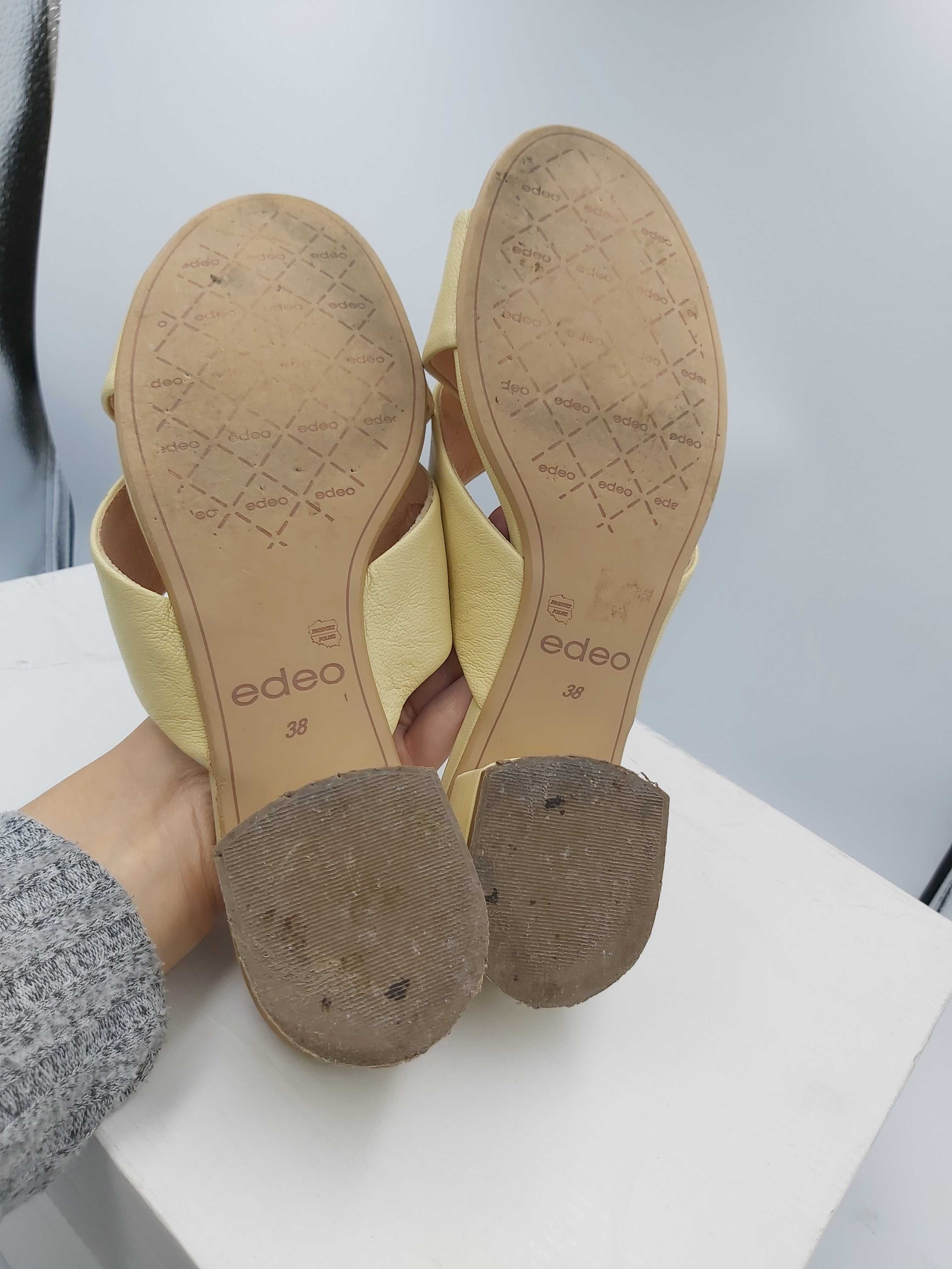 Buty klapki zamszowe edeo cytrynowe skorzane rozmiar 38 żółte