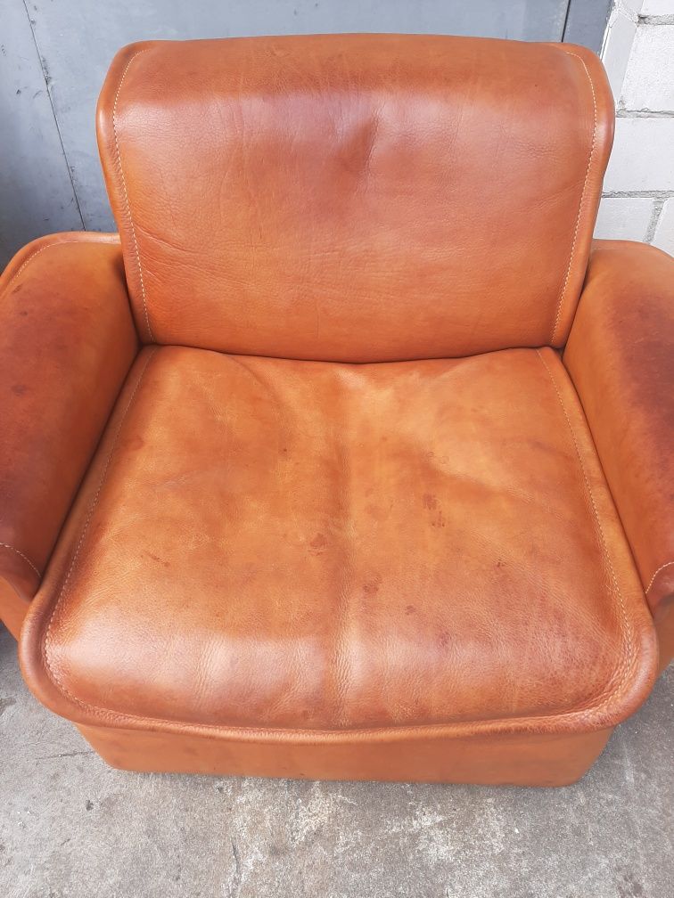 Fotele skórzane DeSede DS12 Szwajcaria lata 70te vintage design