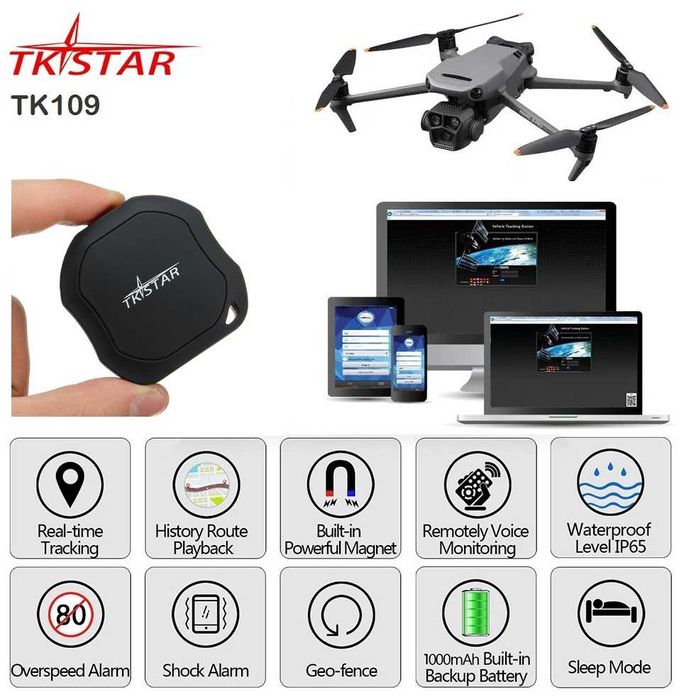 TKSTAR TK109 GPS Трекер 1000мАг 18дн для дрона кур'єра вантажа авто
