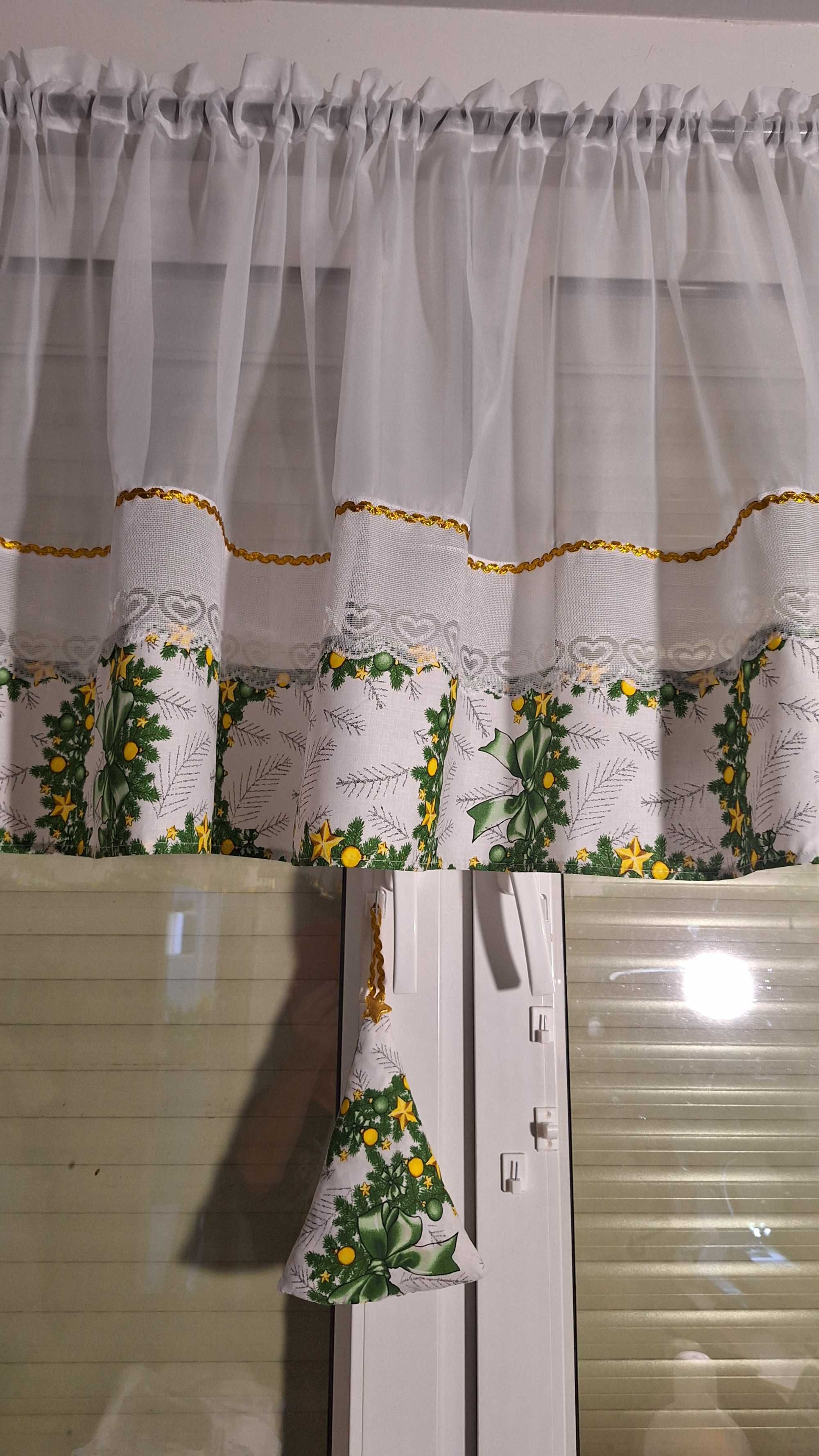 dekoracje firanka lambrekin świateczny 260/60 cm +choinka