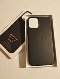 Etui czarne, Apple leather do iPhone 12 mini, nowe