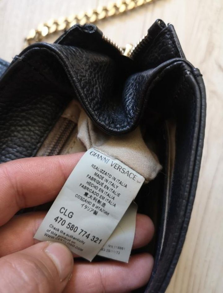 Брендовая, кожаная сумка  Versace Collection Pebbled Leather,оригинал