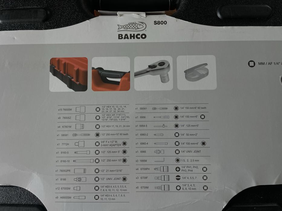 Zestaw narzędzi w walizce BAHCO S800 walizka klucze nasadowe grzechotk