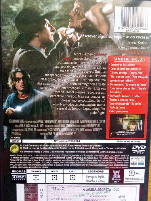 A Janela Secreta, David Koepp, Johnny Depp, John Turturro, Maria Bello