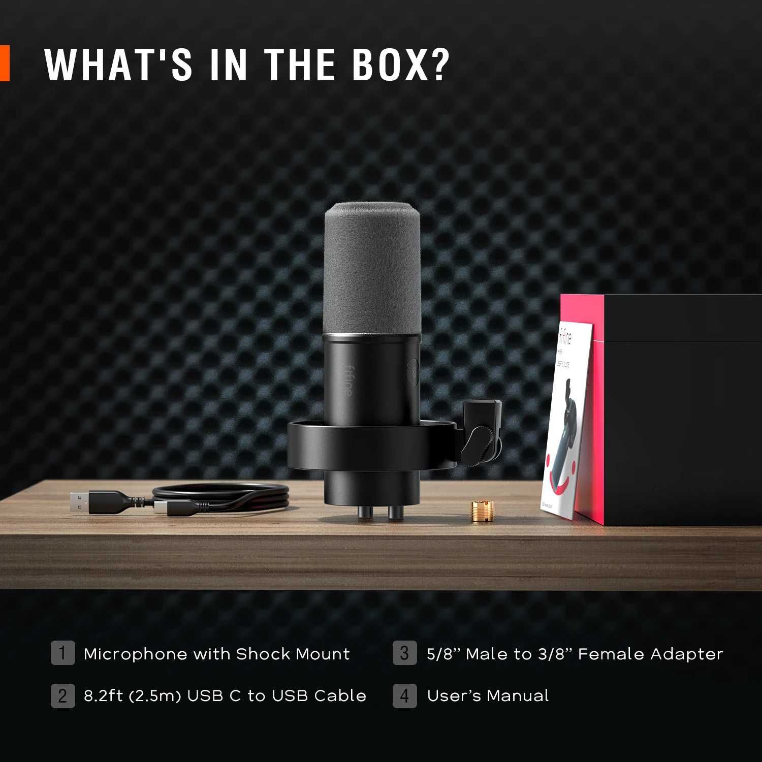 Fifine K688 Мікрофон динамічний USB та XLR (чорний/білий)