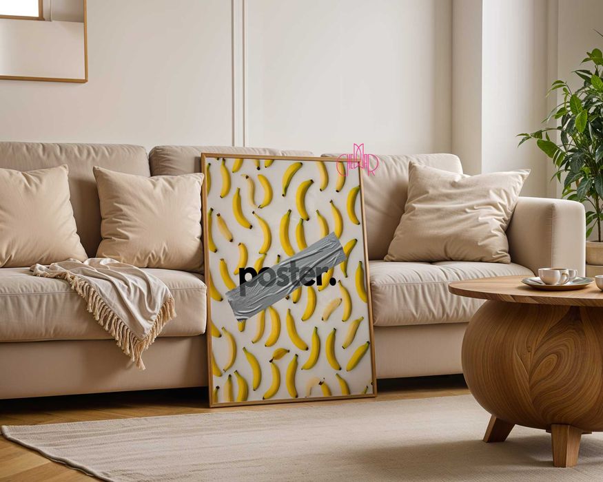 Plakat ,,Taped banna", zaklejony banan