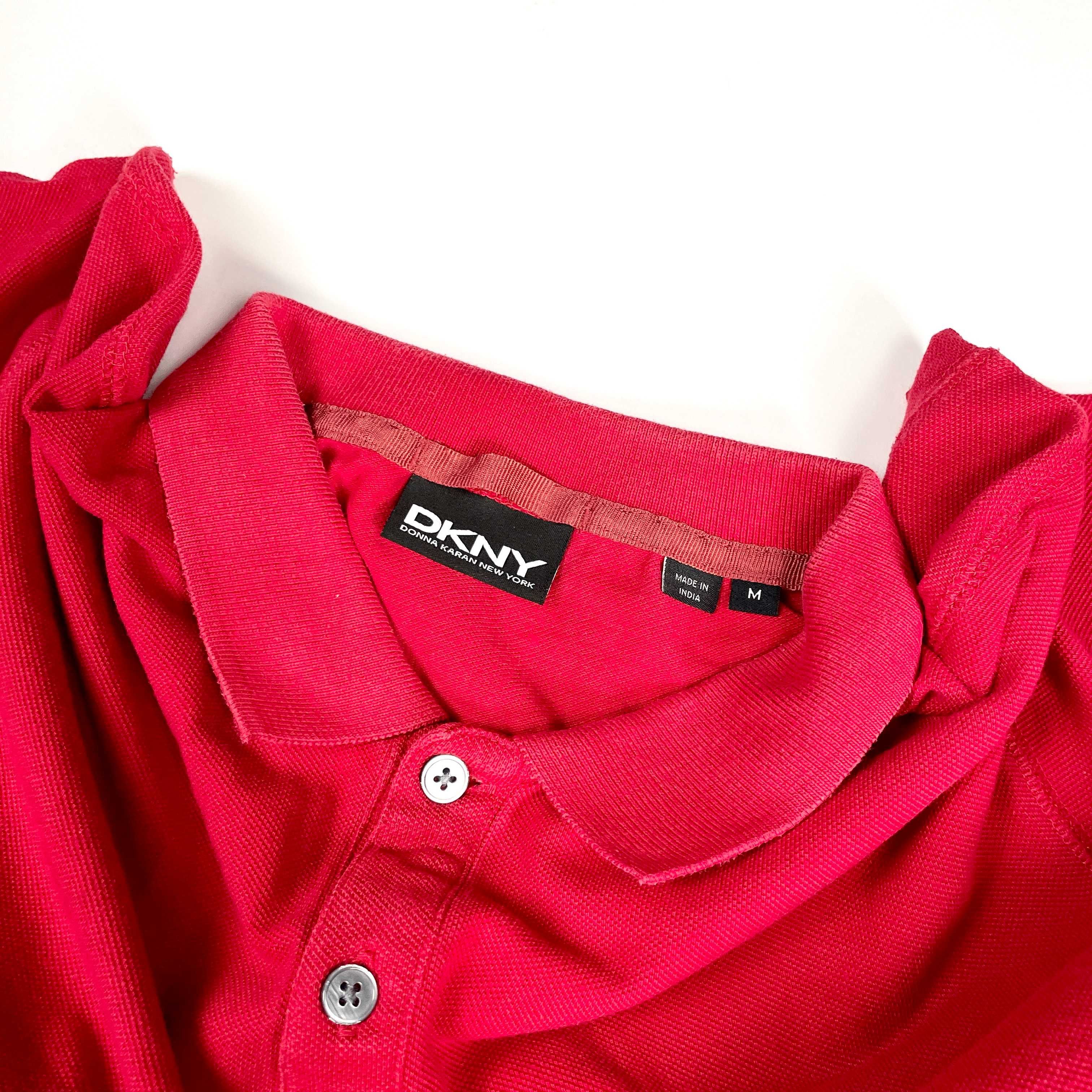 DKNY polo T-shirt czerwona koszulka polówka (M) nadruk basic