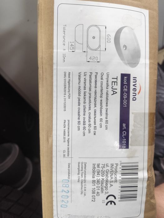 Umywalka ceramiczna nablatowa Teja 60 Invena