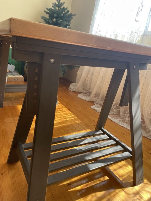 Великий письмовий стіл ікеа натуральне дерево опори + стільниця