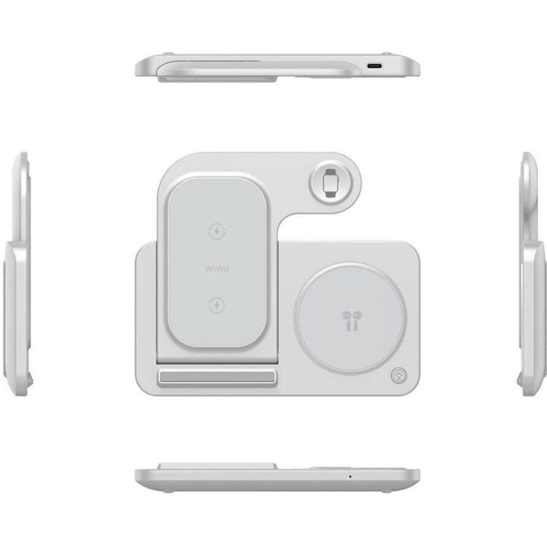 Беспроводная зарядка USB для Apple 3в1 белого цвета