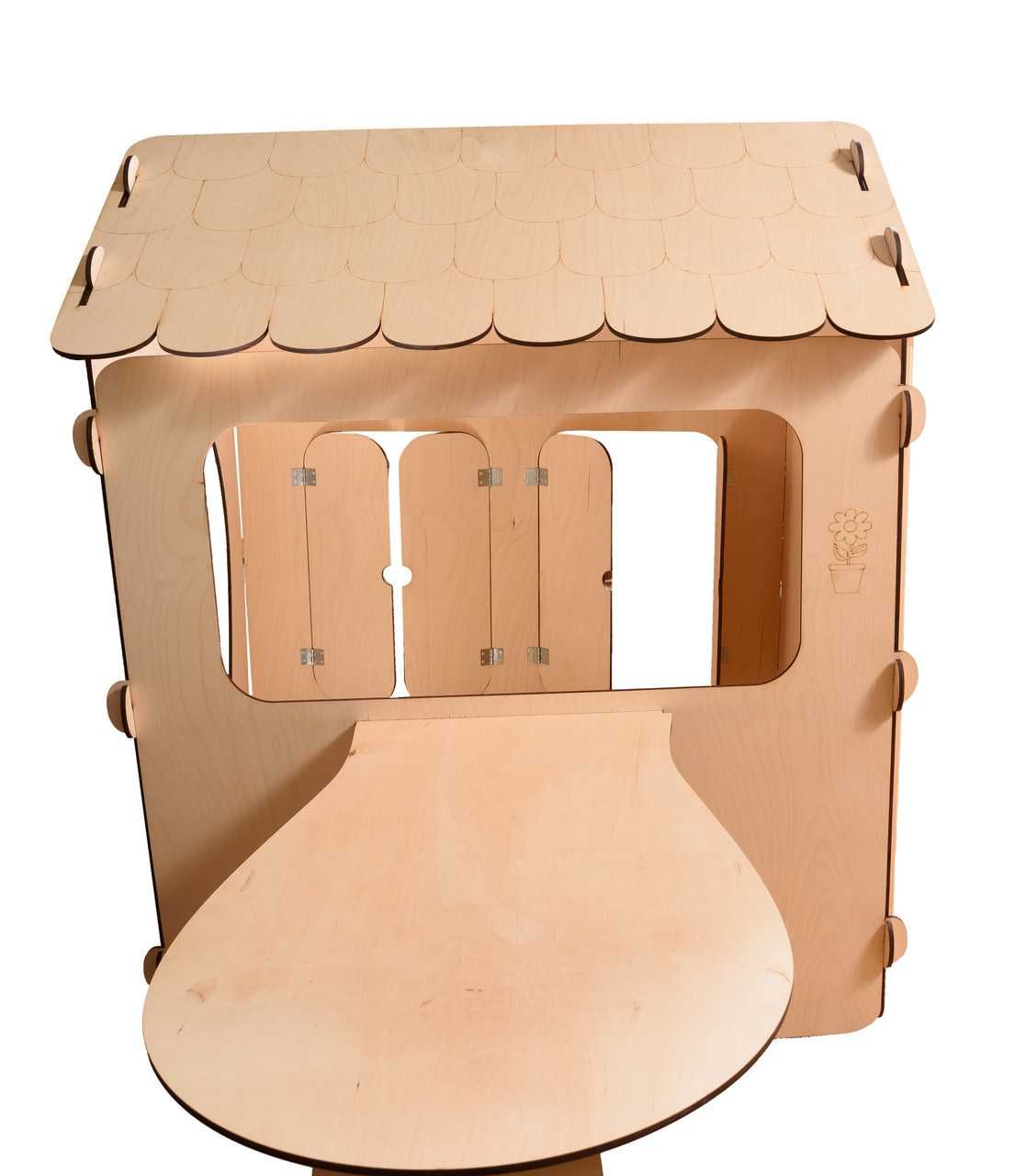 DOMEK Ogrodowy dla DZIECI Drewniany STOLIK Tablica Kredowa 86x137x105