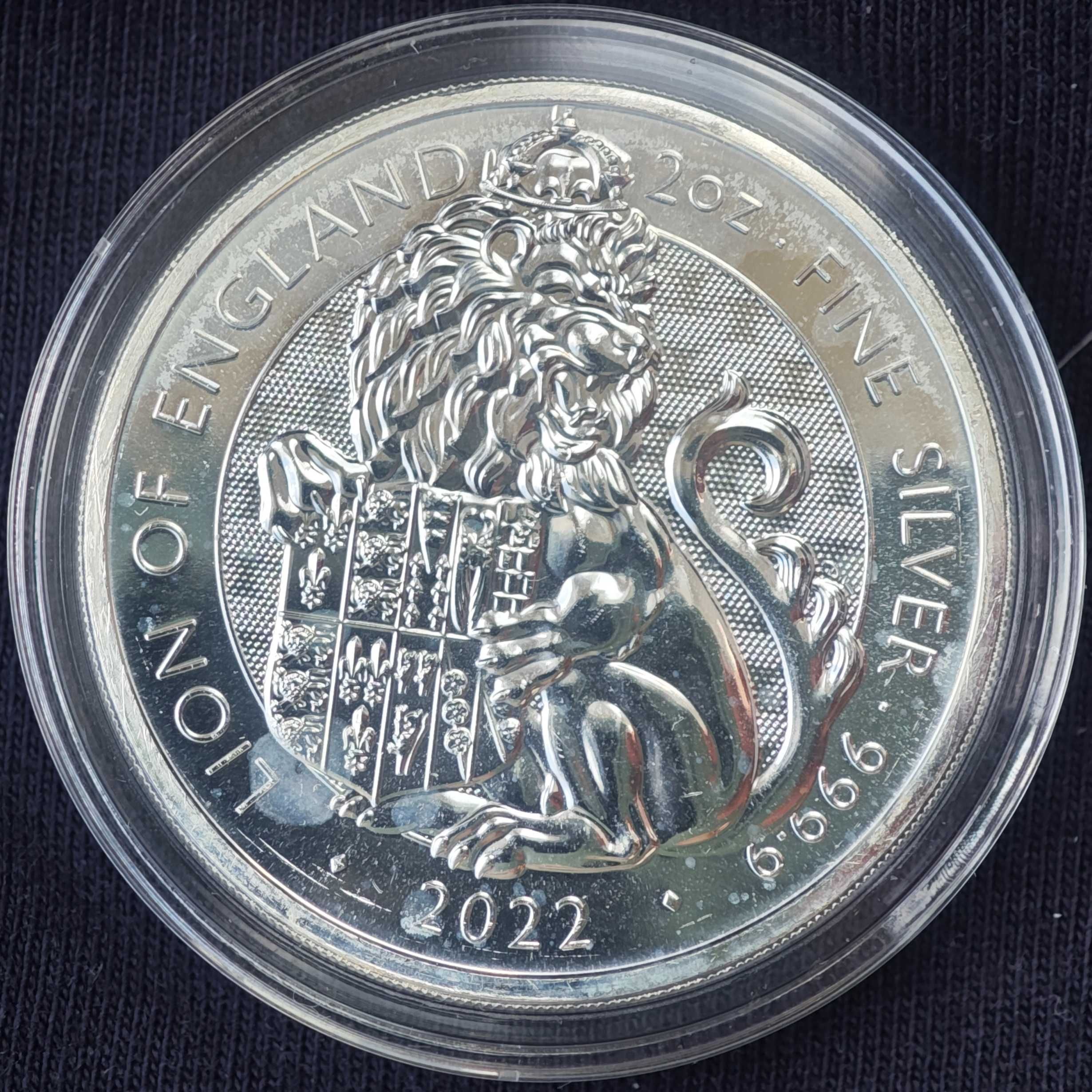 Инвестиционная монета Королевские Звери Тюдоров: Лев Англии 2022 (2OZ)