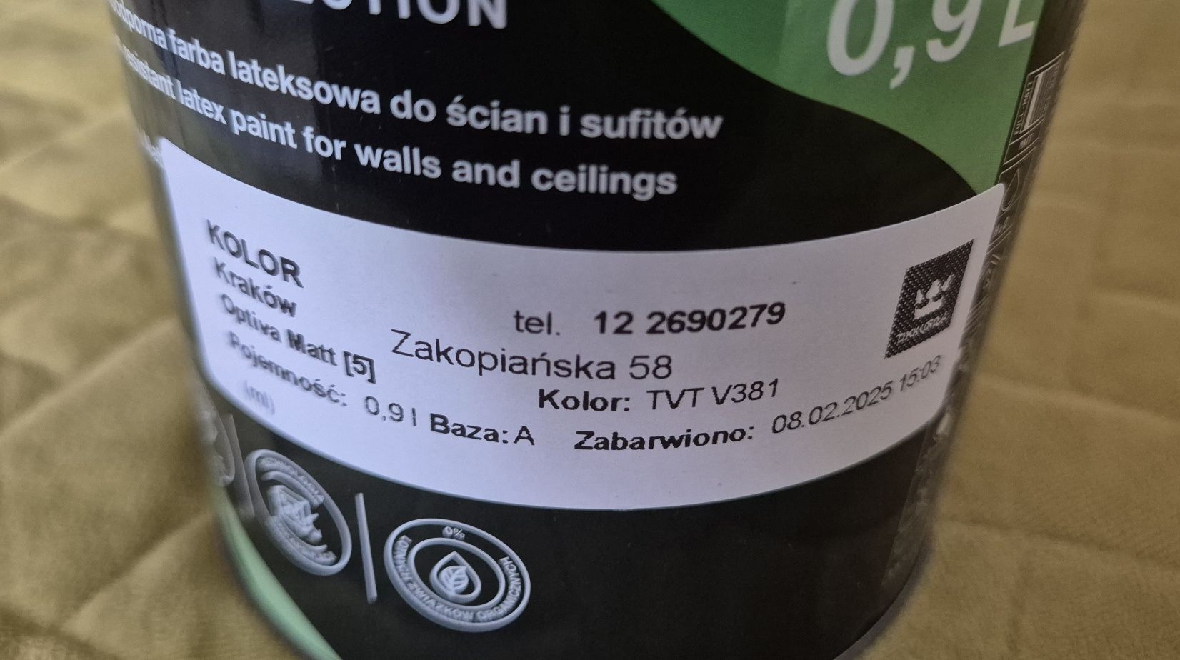 Farba lateksowa TVT V381 Tikkurila 0,9l