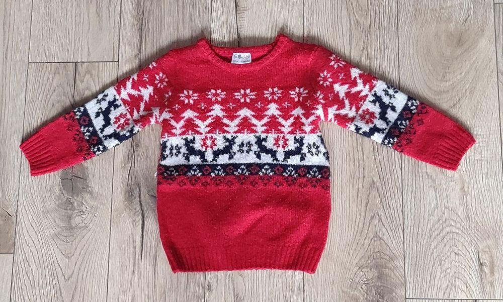 Sweter sweterek chłopięcy czerwony świąteczny renifery 92