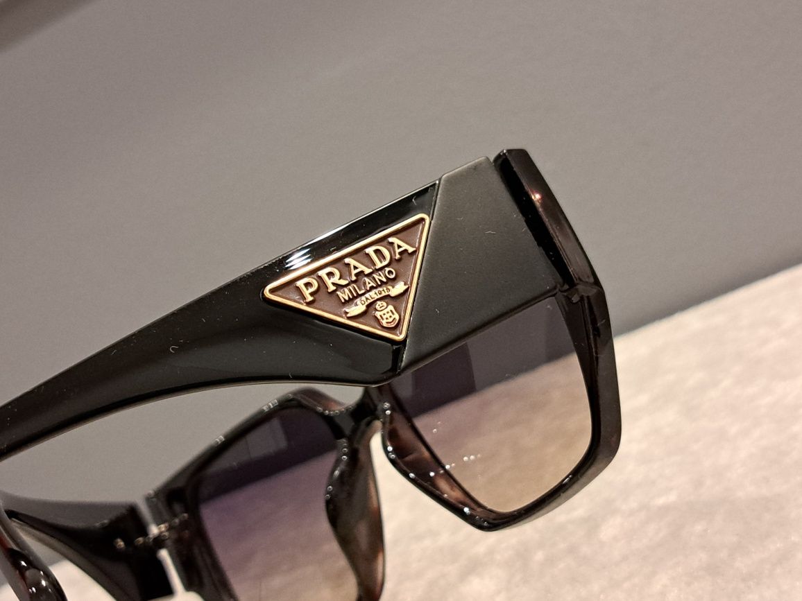 PRADA brązowe nowe okulary zlote logo damskie filtr UV 400